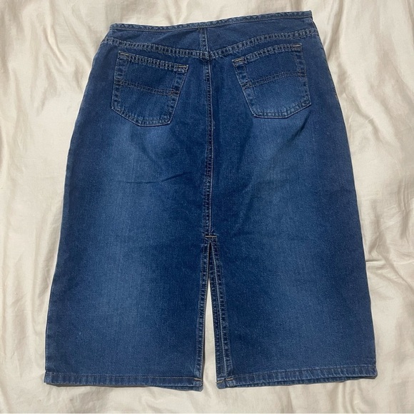 Tommy Hilfiger Vintage Costal Cowgirl Middle Slit Midi Jean Skirt Size 6 - Picture 4 of 8